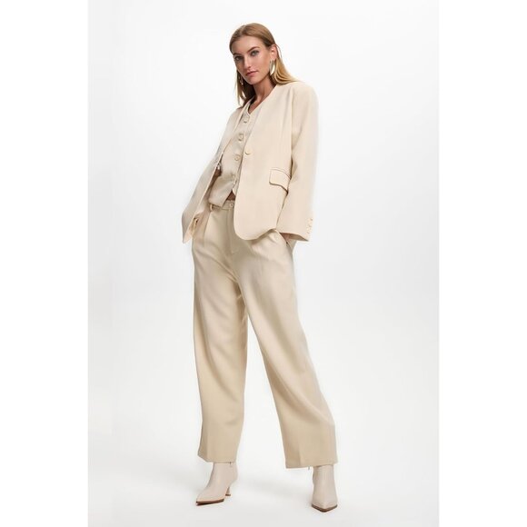 Women White Kitten Heel Pointed Toe Stiletto Faux Leather Mid Calf Ankle Booties - Picture 5 of 7